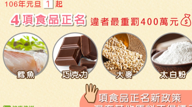 106年元旦起4項食品正名 106年元旦起4項食品正名