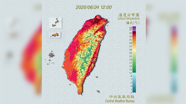 台灣溫度分布圖 台灣溫度分布圖