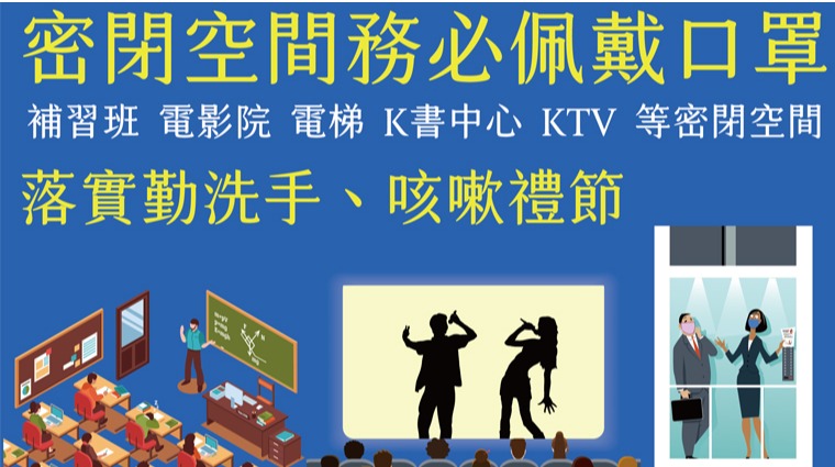 密閉空間務必戴口罩 密閉空間務必戴口罩