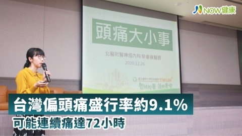 台灣偏頭痛盛行率約9.1% 可能連續痛達72小時