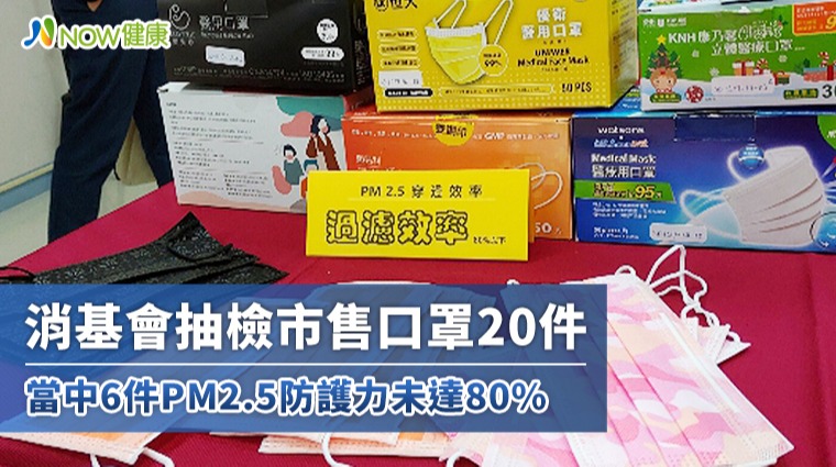 消基會抽檢市售口罩20件 當中6件PM2.5防護力未達80% 消基會抽檢市售口罩20件 當中6件PM2.5防護力未達80%
