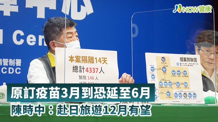 原訂疫苗3月到恐延至6月 陳時中:赴日旅遊12月有望 原訂疫苗3月到恐延至6月 陳時中:赴日旅遊12月有望