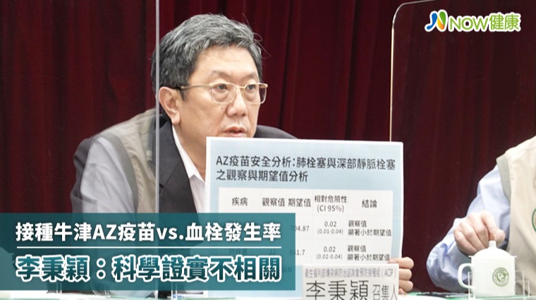 接種牛津AZ疫苗vs.血栓發生率 李秉穎:科學證實不相關 接種牛津AZ疫苗vs.血栓發生率 李秉穎:科學證實不相關