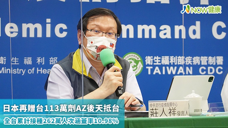 日本再贈台113萬劑AZ後天抵台 全台累計接種262萬人次涵蓋率10.98% 日本再贈台113萬劑AZ後天抵台 全台累計接種262萬人次涵蓋率10.98%