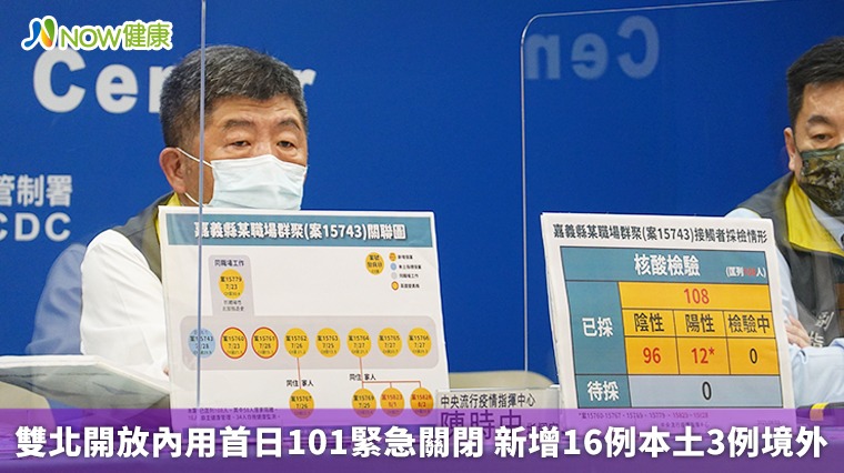 雙北開放內用首日101緊急關閉 新增16例本土3例境外 雙北開放內用首日101緊急關閉 新增16例本土3例境外