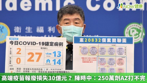 高端疫苗報廢損失30億元？ 陳時中：250萬劑AZ打不完