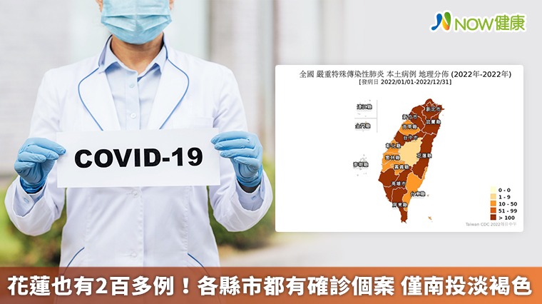 花蓮也有2百多例!各縣市都有確診個案 僅南投淡褐色 花蓮也有2百多例!各縣市都有確診個案 僅南投淡褐色