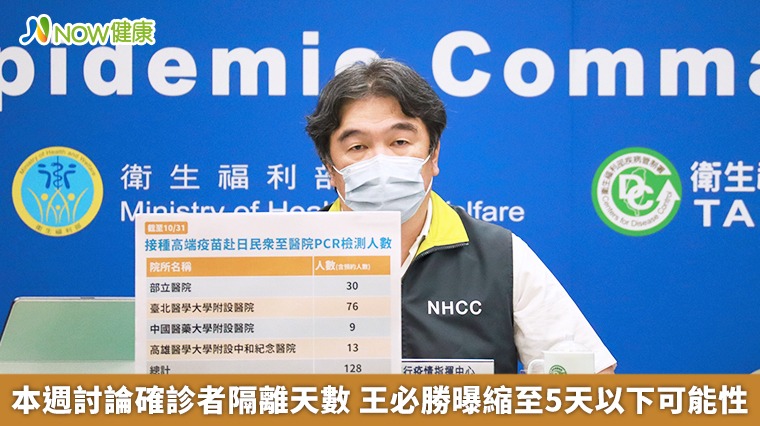 本週討論確診者隔離天數 王必勝曝縮至5天以下可能性 本週討論確診者隔離天數 王必勝曝縮至5天以下可能性