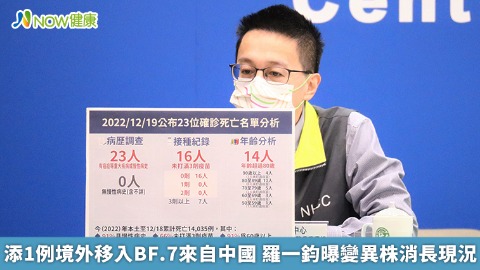 添1例境外移入BF.7來自中國 羅一鈞曝變異株消長現況