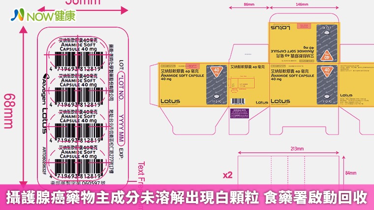 攝護腺癌藥物主成分未溶解出現白顆粒 食藥署啟動回收 攝護腺癌藥物主成分未溶解出現白顆粒 食藥署啟動回收