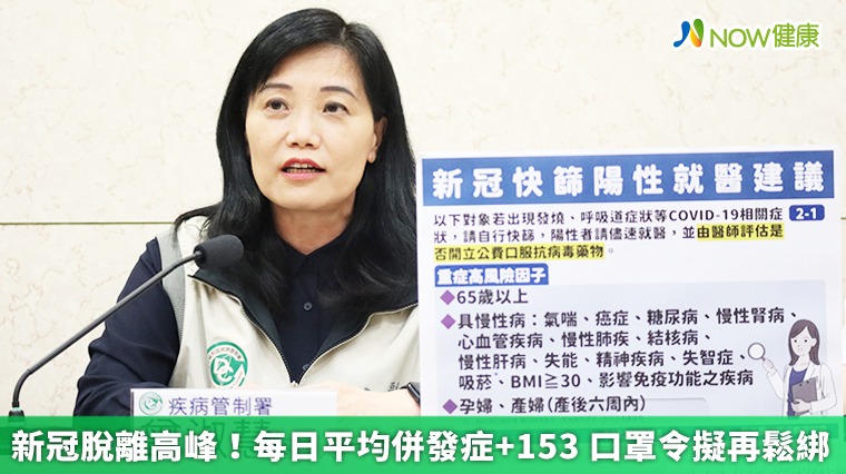 新冠脫離高峰!每日平均併發症+153 口罩令擬再鬆綁 新冠脫離高峰!每日平均併發症+153 口罩令擬再鬆綁