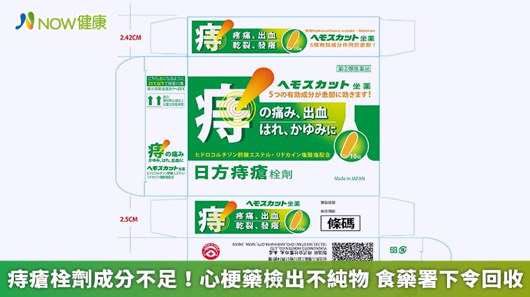 痔瘡栓劑成分不足!心梗藥檢出不純物 食藥署下令回收 痔瘡栓劑成分不足!心梗藥檢出不純物 食藥署下令回收