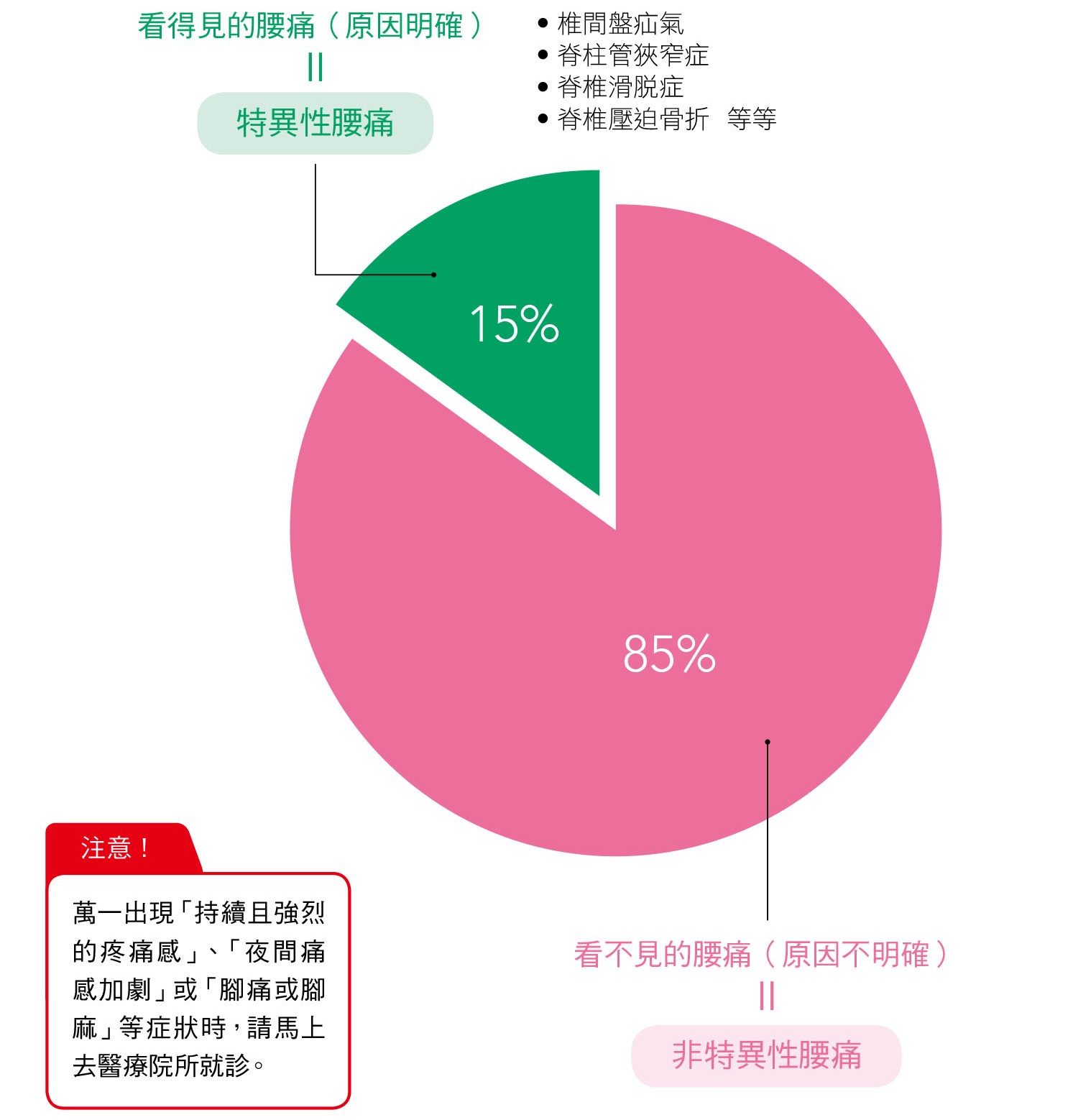 「看不見的腰痛」約占全部腰痛患者的85%，對於這類看不見的功能異常，必須要從各個方向探索發生的機制，才能真正改善腰痛的困擾。（圖／方舟文化出版提供）