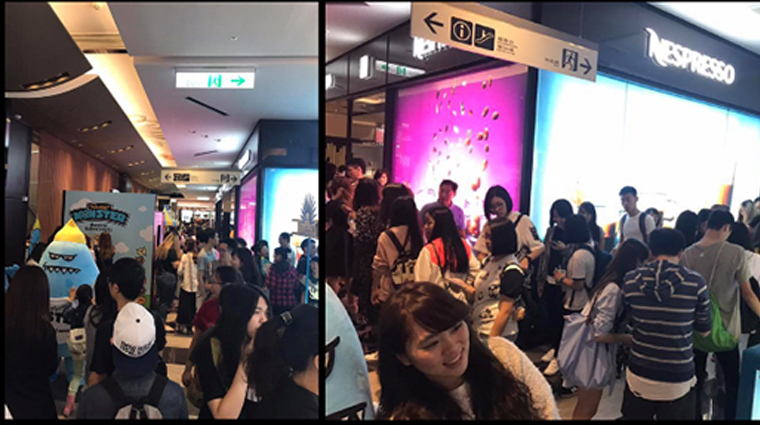韓國「食尚」進軍台灣 怪獸冰淇淋搶商機 Sweet Monster在台北信義新天地A11館1F的快閃店,排隊人潮超壯觀。(圖/業者提供)
